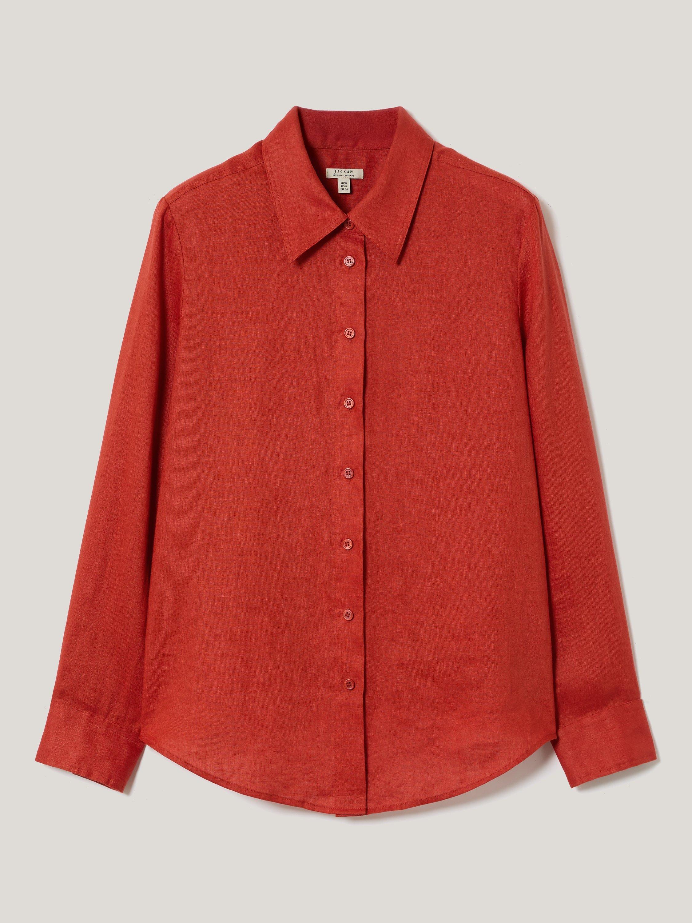 Product image 5 of 7, which shows Jigsaw Classic Pure Linen Shirt, Orange, 6