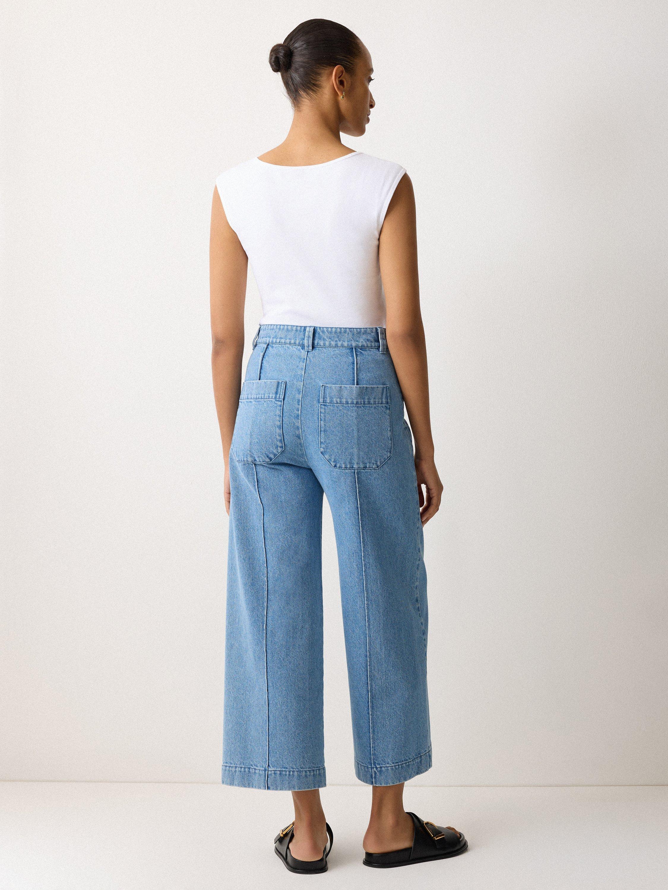 Product image 2 of 5, which shows Jigsaw Scoop Neck Sleeveless Fine Cotton Top, White, XS