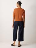 Jigsaw Slub Jersey Elbow Sleeve Cardigan, Orange