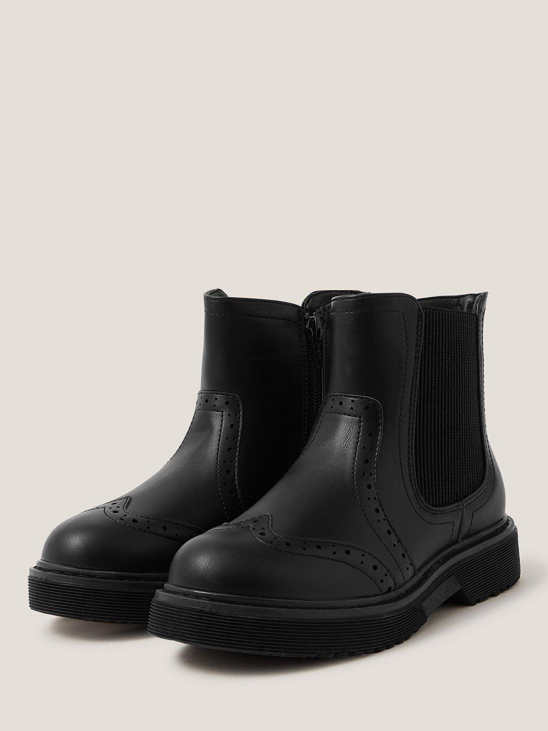 Product image 2 of 3, which shows Monsoon Kids' Brogue Chelsea Boots, Black, 7 Jnr