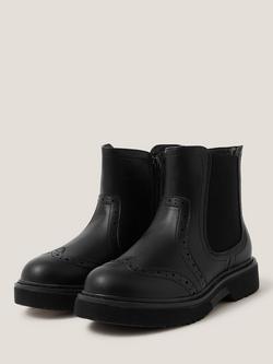 Monsoon Kids' Brogue Chelsea Boots, Black - view 2, Black