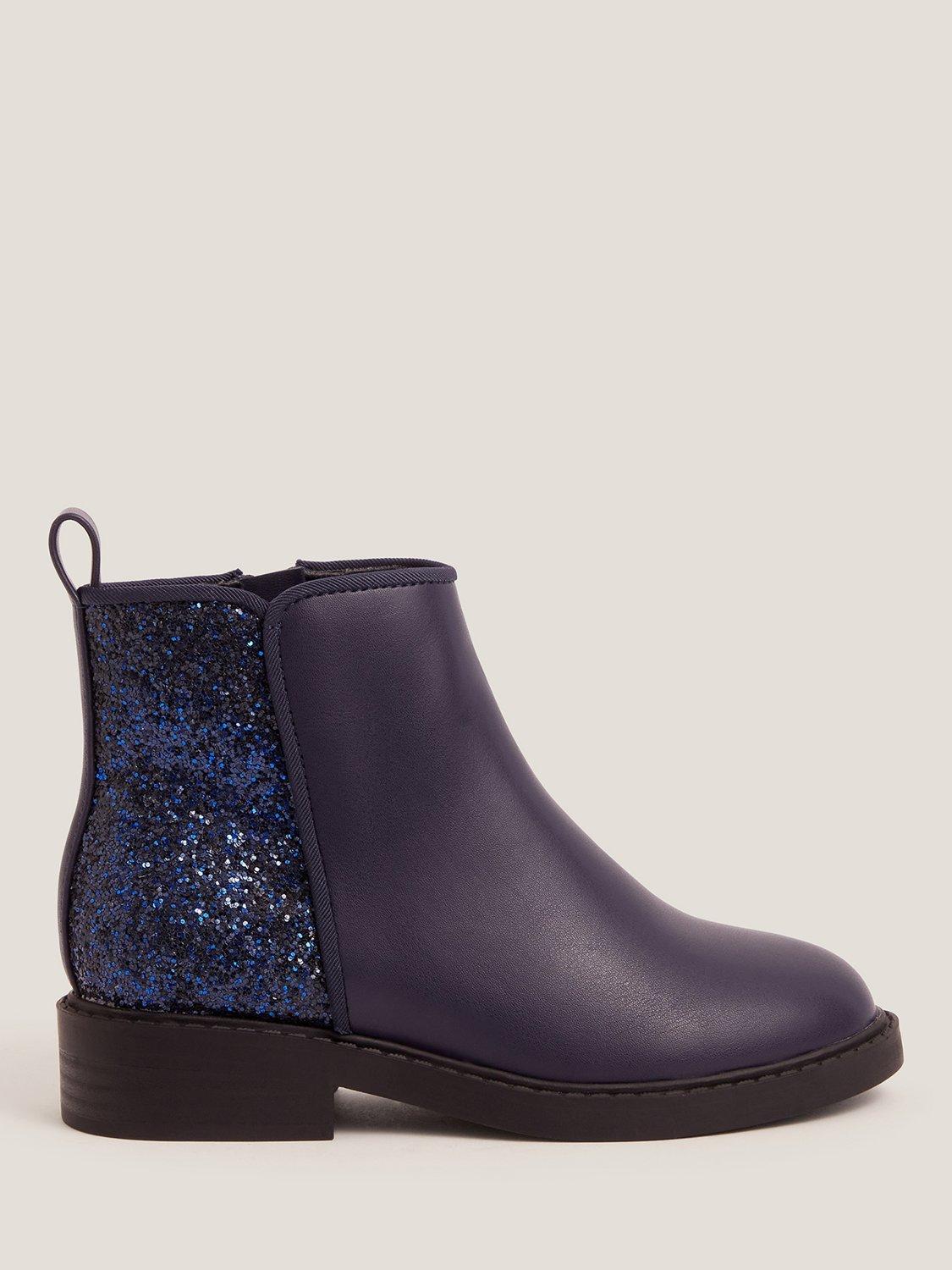Product image 1 of 3, which shows Monsoon Kids' Glitter Ankle Boots, Navy, 10 Jnr