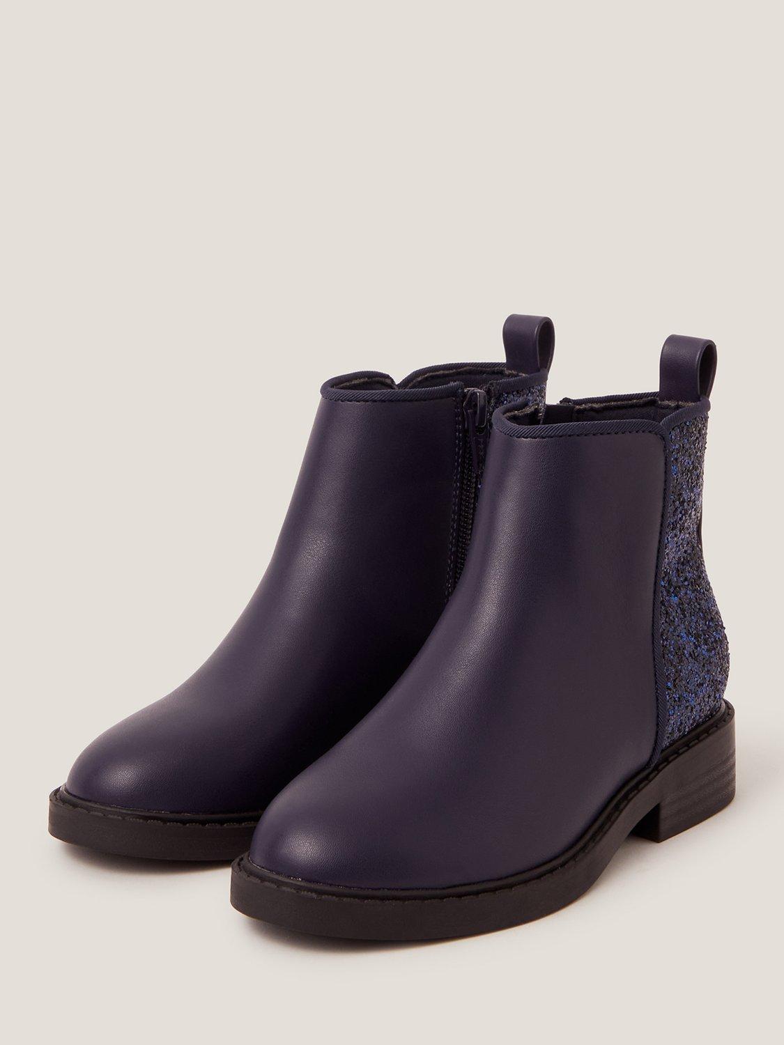 Product image 2 of 3, which shows Monsoon Kids' Glitter Ankle Boots, Navy, 10 Jnr
