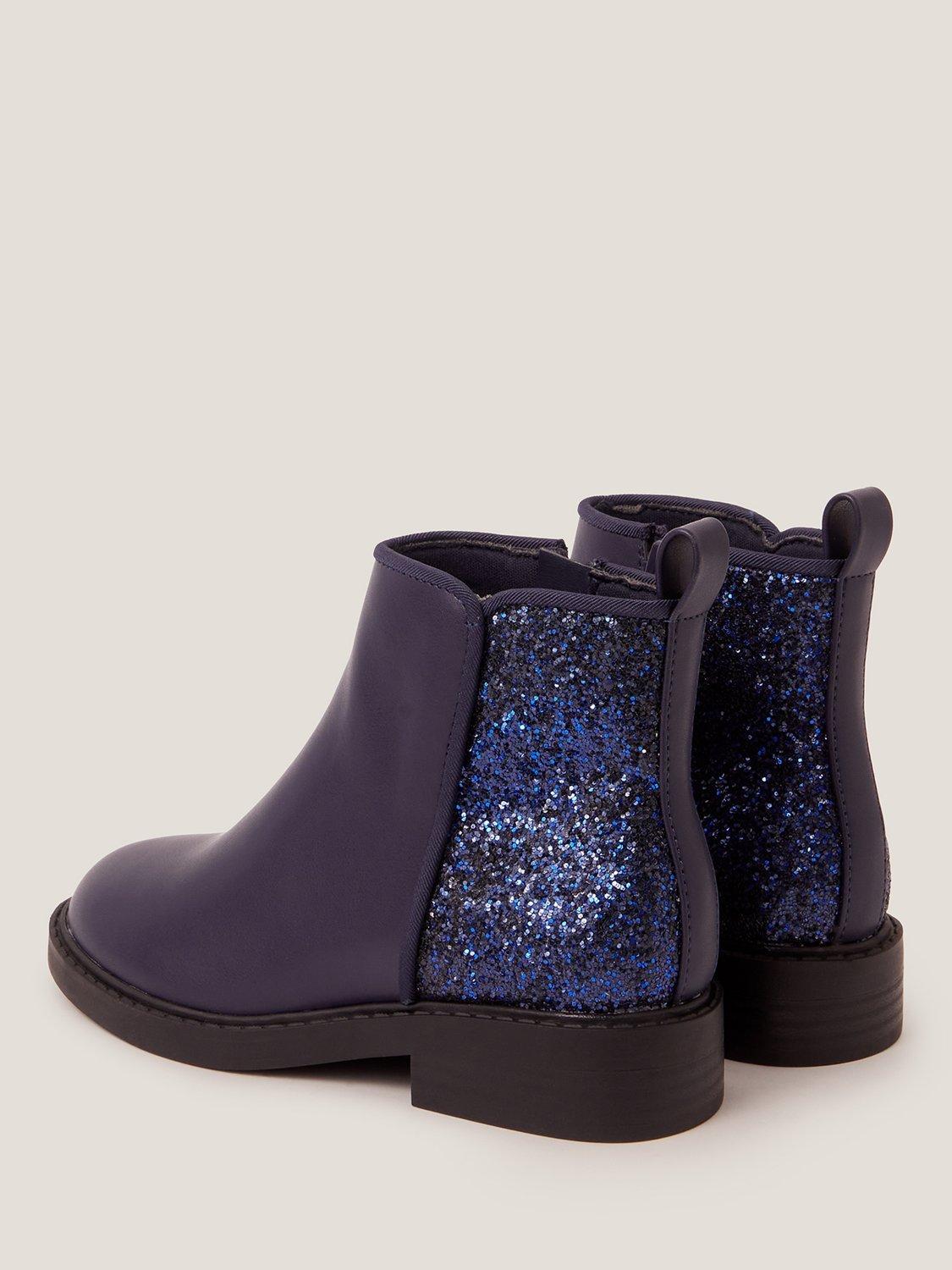 Product image 3 of 3, which shows Monsoon Kids' Glitter Ankle Boots, Navy, 10 Jnr