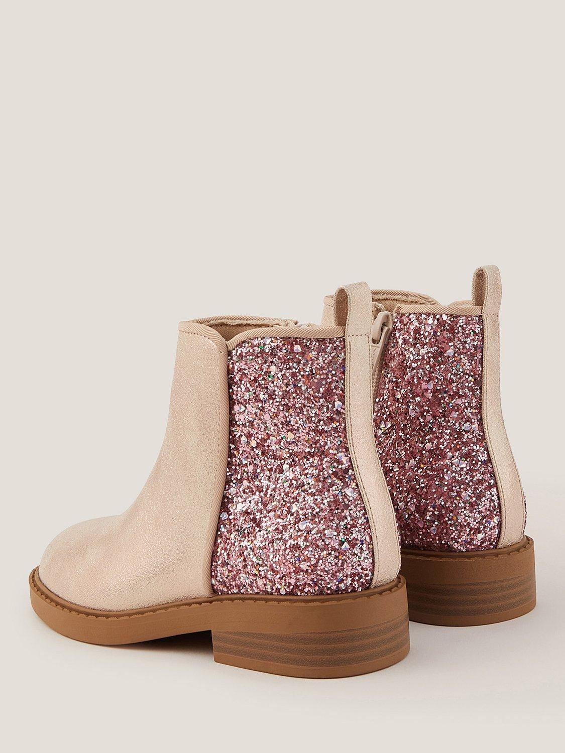 Product image 3 of 3, which shows Monsoon Kids' Glitter Ankle Boots, Pink, 10 Jnr