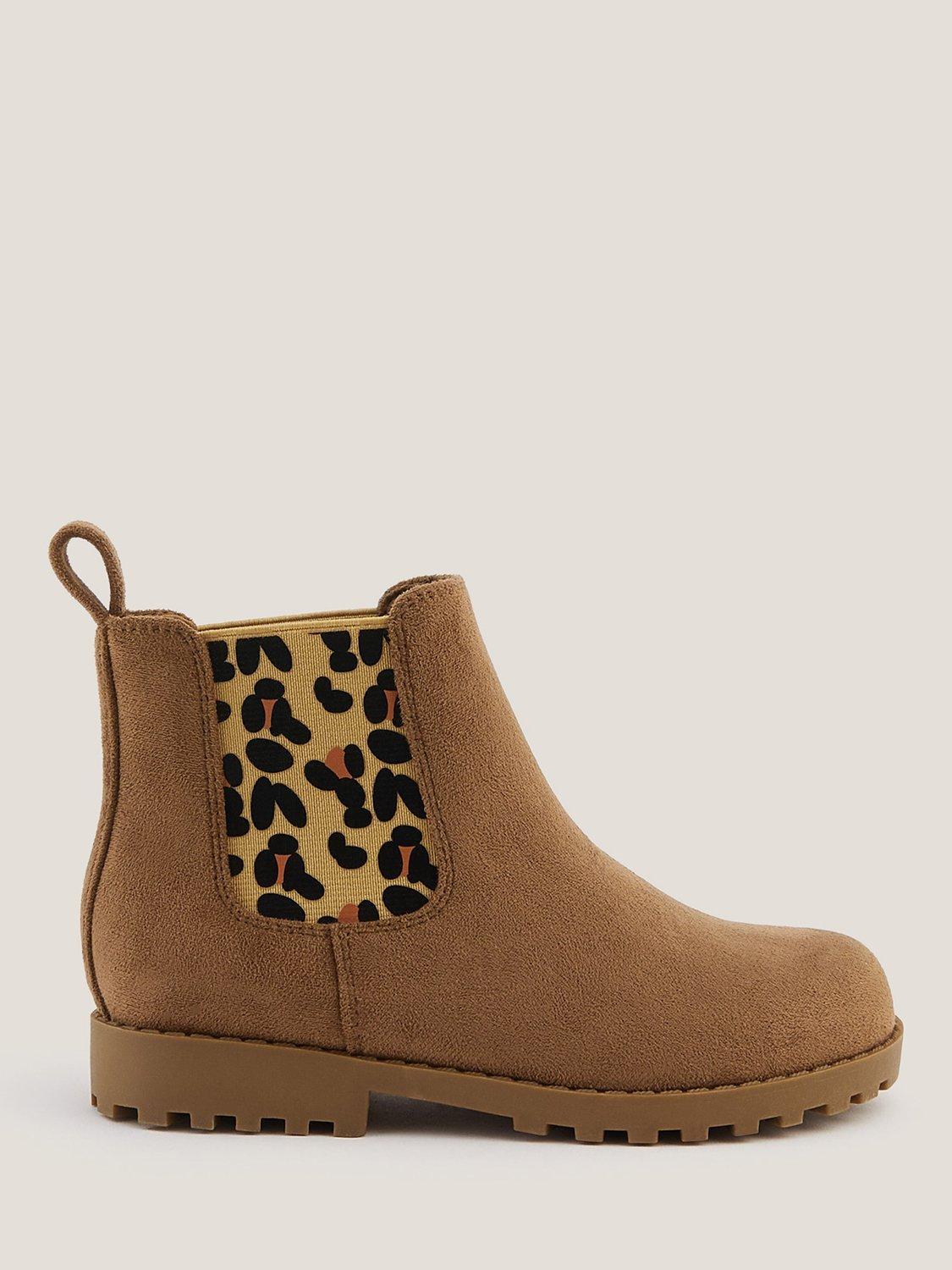Product image 1 of 3, which shows Monsoon Kids' Leopard Chelsea Boots, Tan, 10 Jnr