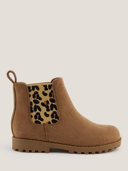 Monsoon Kids' Leopard Chelsea Boots, Tan, Tan