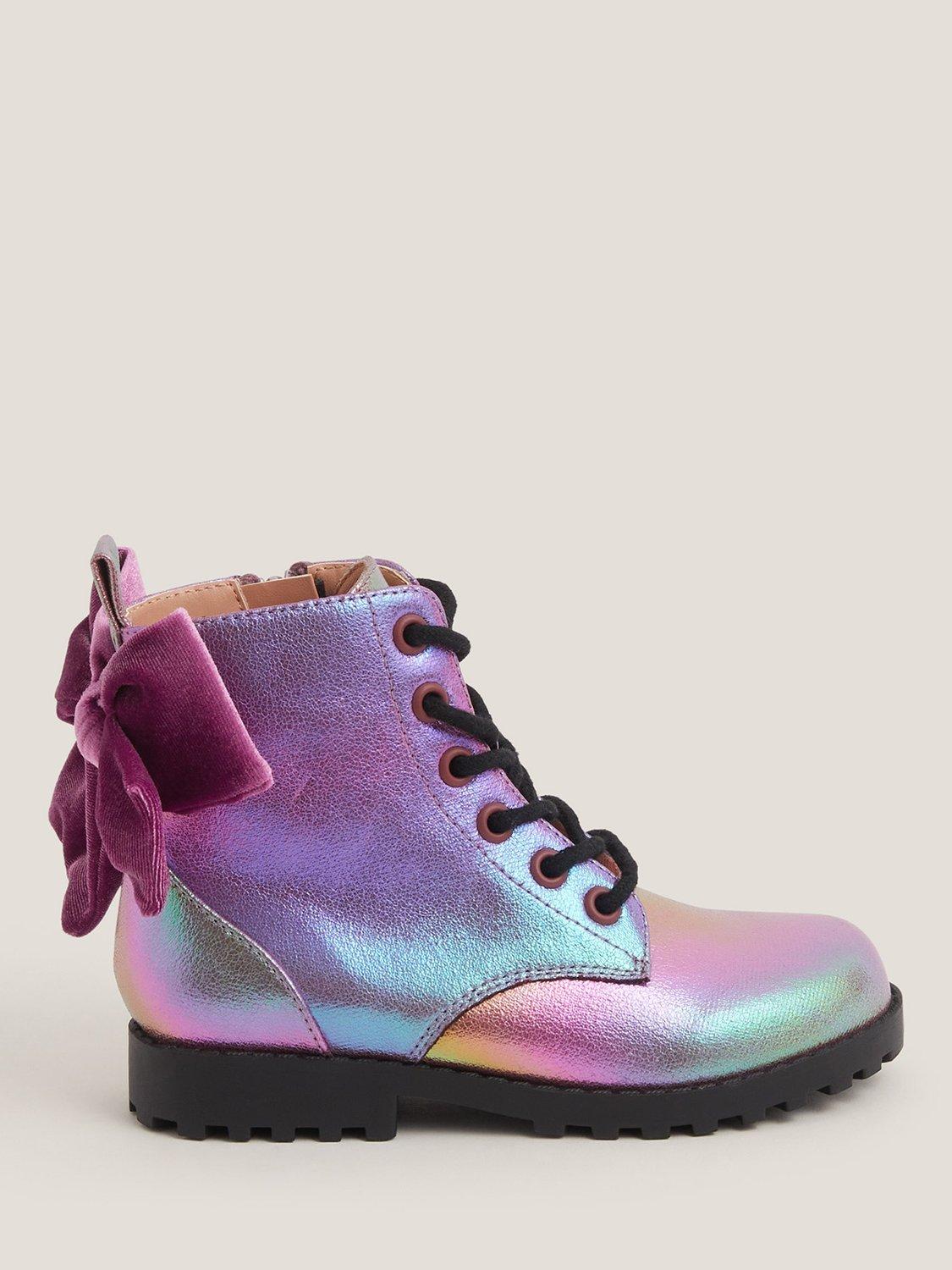 Product image 1 of 3, which shows Monsoon Kids' Rainbow Ankle Boots, Pink, 10 Jnr