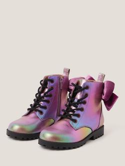 Monsoon Kids' Rainbow Ankle Boots, Pink - view 2, Pink