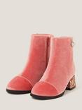 Monsoon Kids' Velvet Heeled Boots, Pink