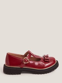 Monsoon Kids' Patent Mary Jane Bow Shoes, Burgundy, Burgundy