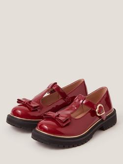 Monsoon Kids' Patent Mary Jane Bow Shoes, Burgundy - view 2, Burgundy