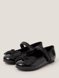 Monsoon Kids' Patent Bow Ballerina Flat Shoes, Black