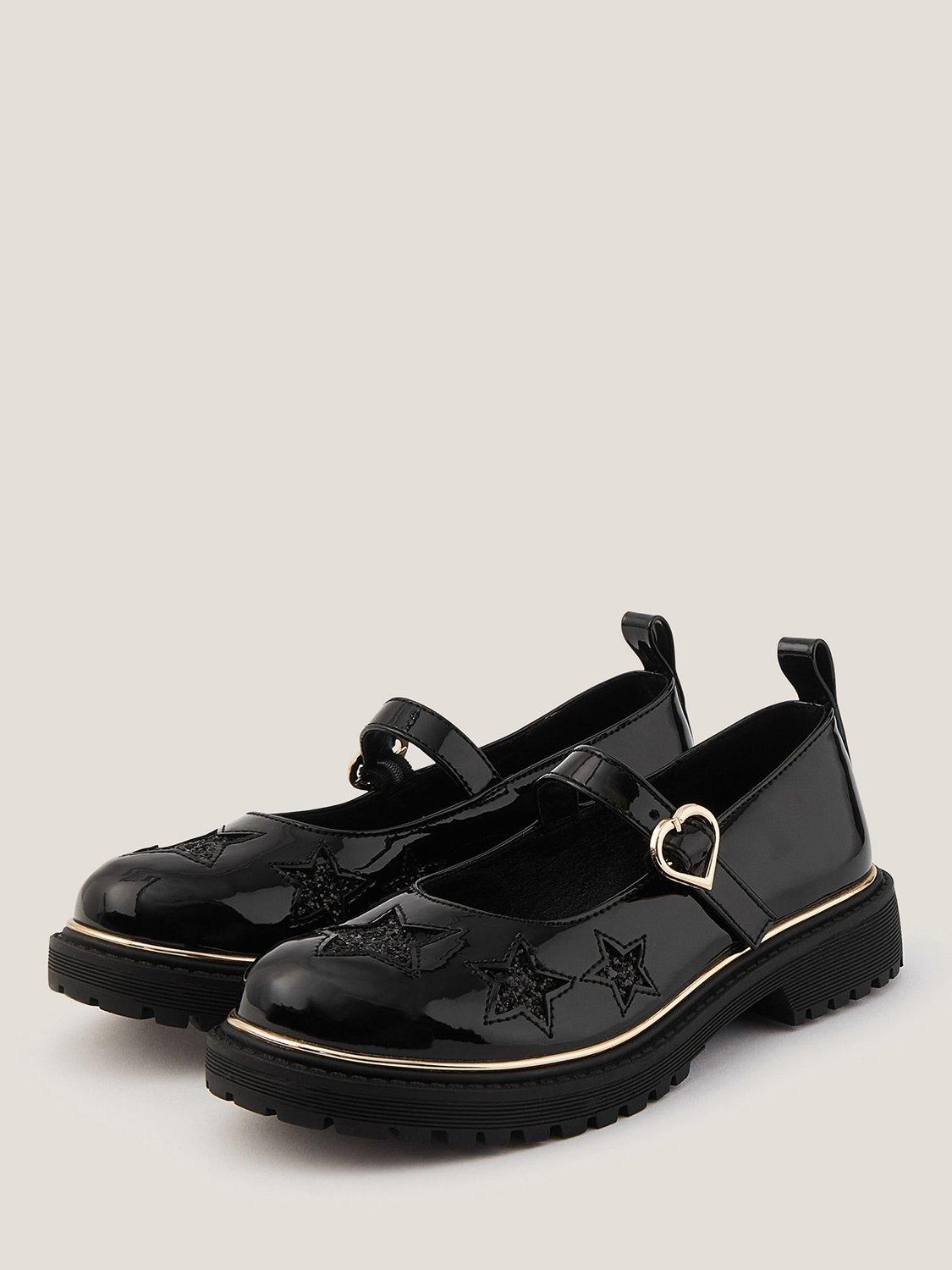 Product image 2 of 3, which shows Monsoon Kids' Star Mary Jane Flat Shoes, Black, 10 Jnr