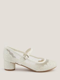 Monsoon Kids' Annabelle Heeled Shoes, Ivory, Ivory