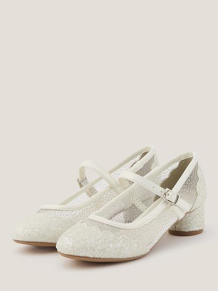 Monsoon Kids' Annabelle Heeled Shoes, Ivory - view 2, Ivory
