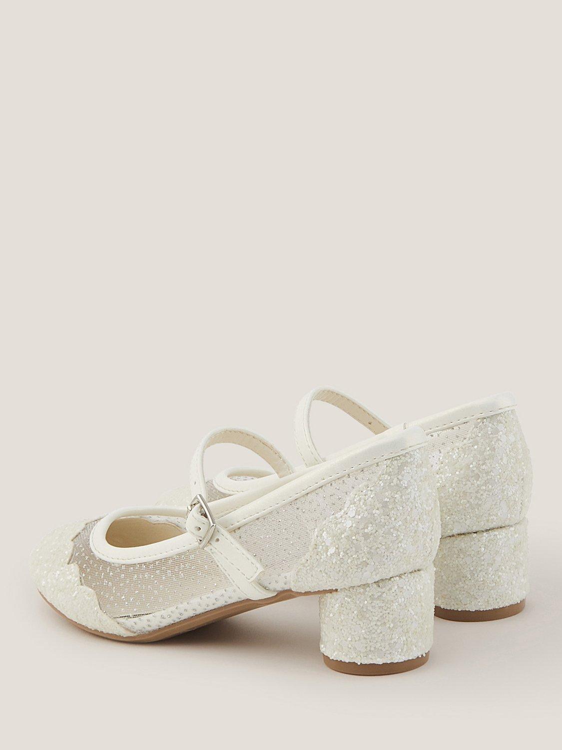 Product image 3 of 3, which shows Monsoon Kids' Annabelle Heeled Shoes, Ivory, 7 Jnr