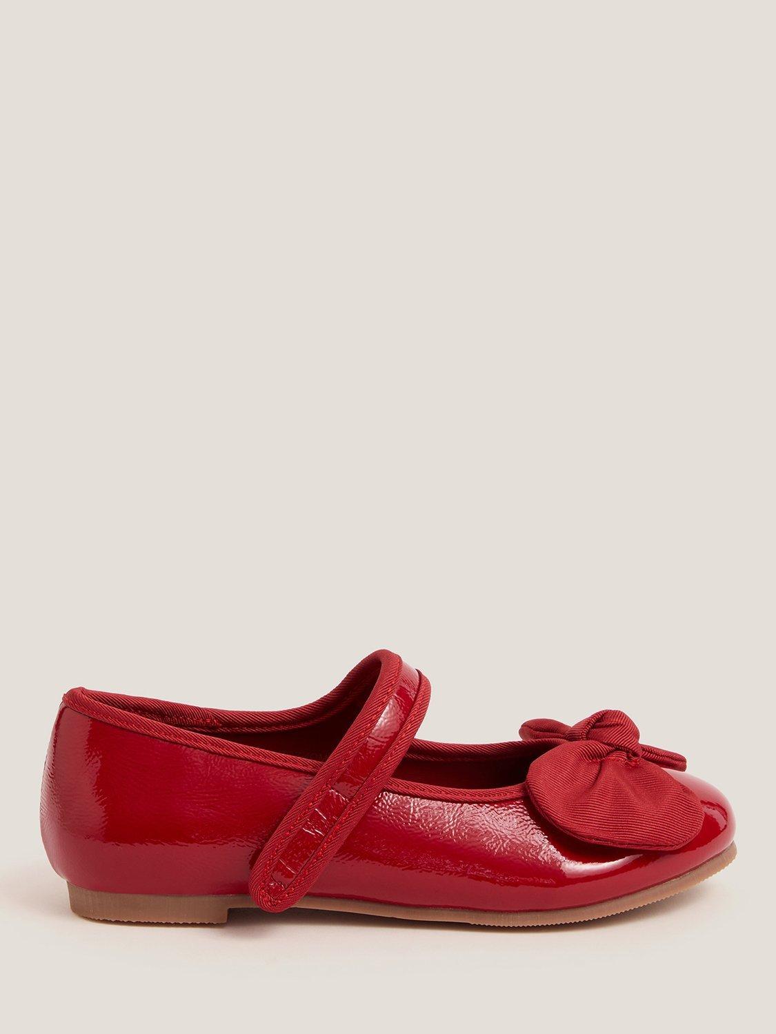 Product image 1 of 3, which shows Monsoon Kids' Bow Ballerina Flat Shoes, Red, 10 Jnr
