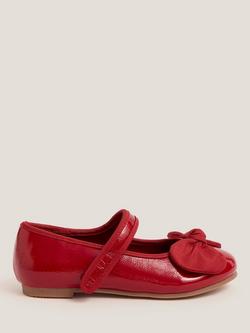Monsoon Kids' Bow Ballerina Flat Shoes, Red, Red