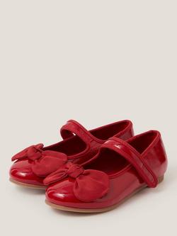 Monsoon Kids' Bow Ballerina Flat Shoes, Red - view 2, Red