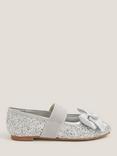 Monsoon Kids' Glitter Bow Ballet Flats, Silver