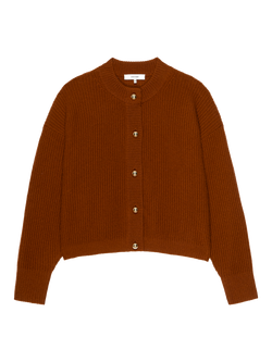 FRAME The Femme Waffle Knit Wool Rich Cardigan, Orange, Orange