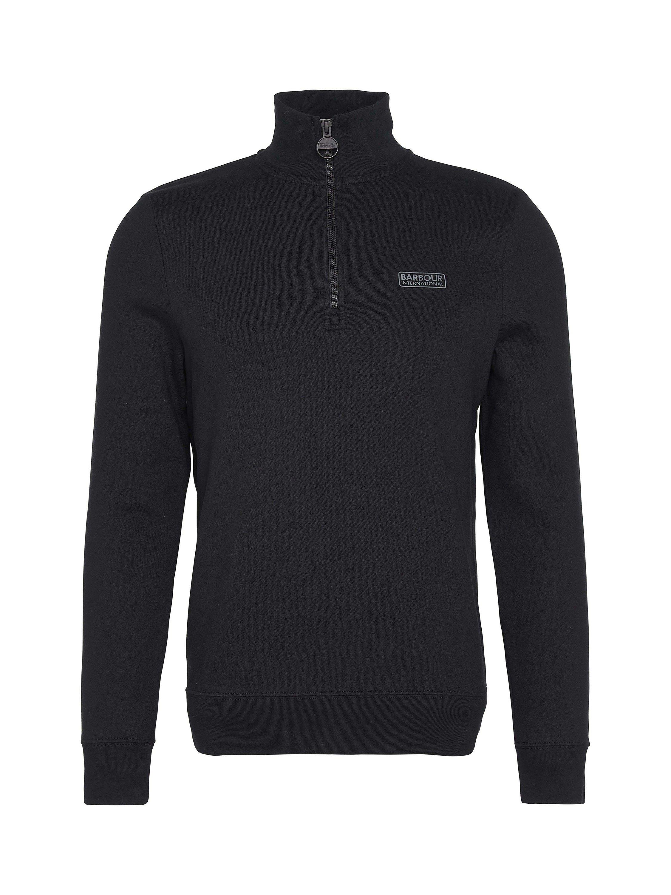 Product image 2 of 6, which shows Barbour international Essential Half Zip Cotton Blend Jumper, Black, S