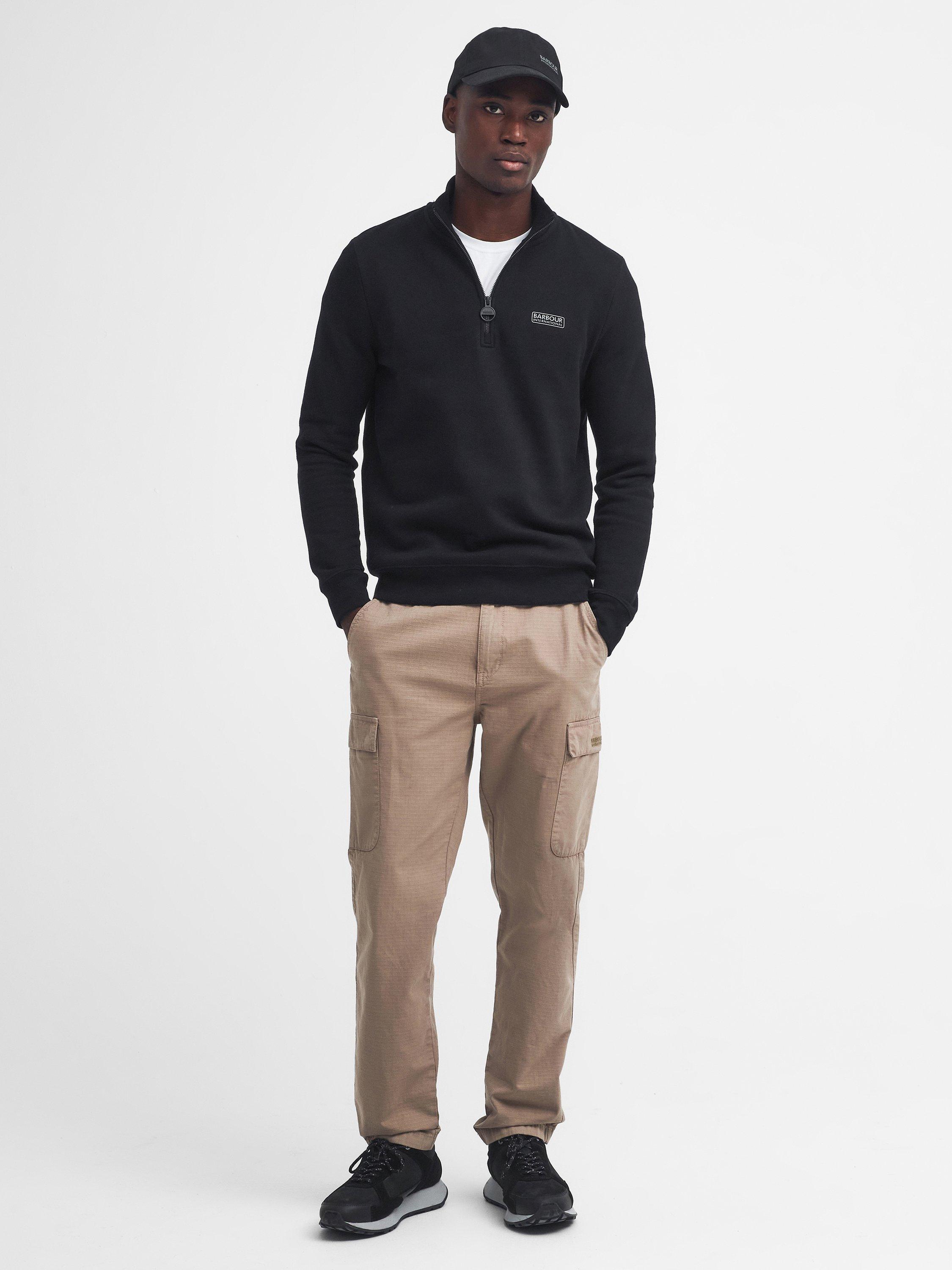 Product image 3 of 6, which shows Barbour international Essential Half Zip Cotton Blend Jumper, Black, S