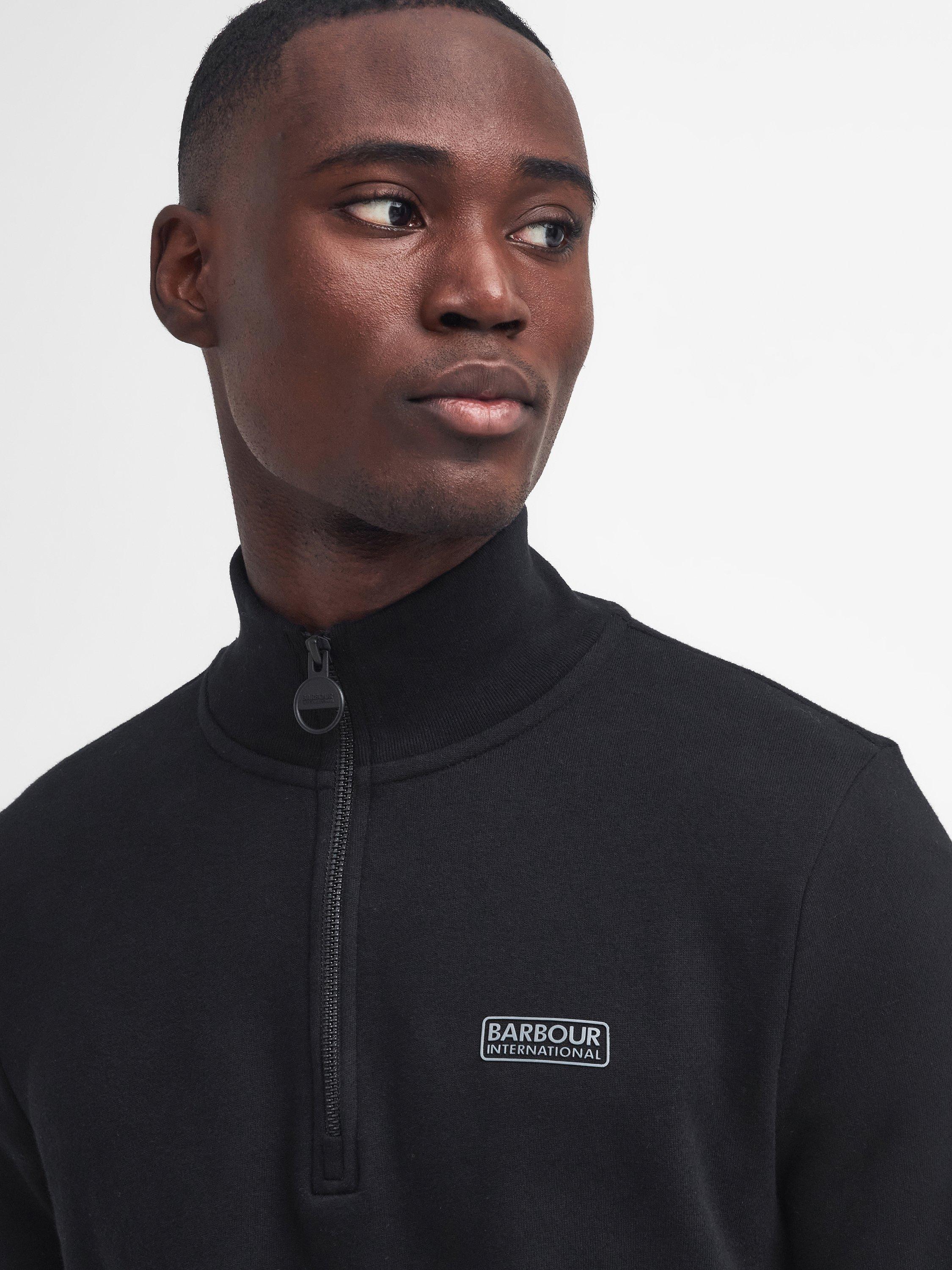 Product image 5 of 6, which shows Barbour international Essential Half Zip Cotton Blend Jumper, Black, S