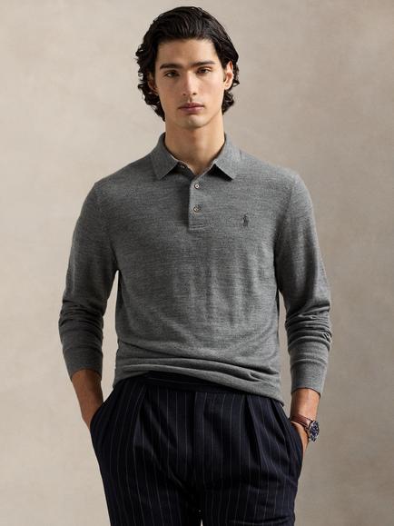 Polo Ralph Lauren Fine-Gauge Wool Sweater, Black Marl Heather