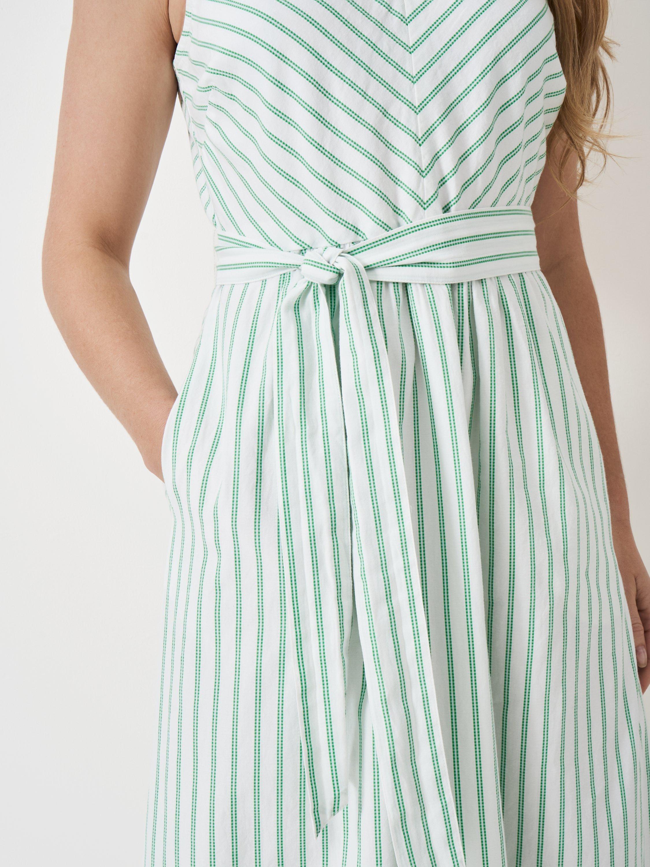 Product image 4 of 5, which shows Crew Clothing Leona Stripe Midi Dress, Multi Green, 10