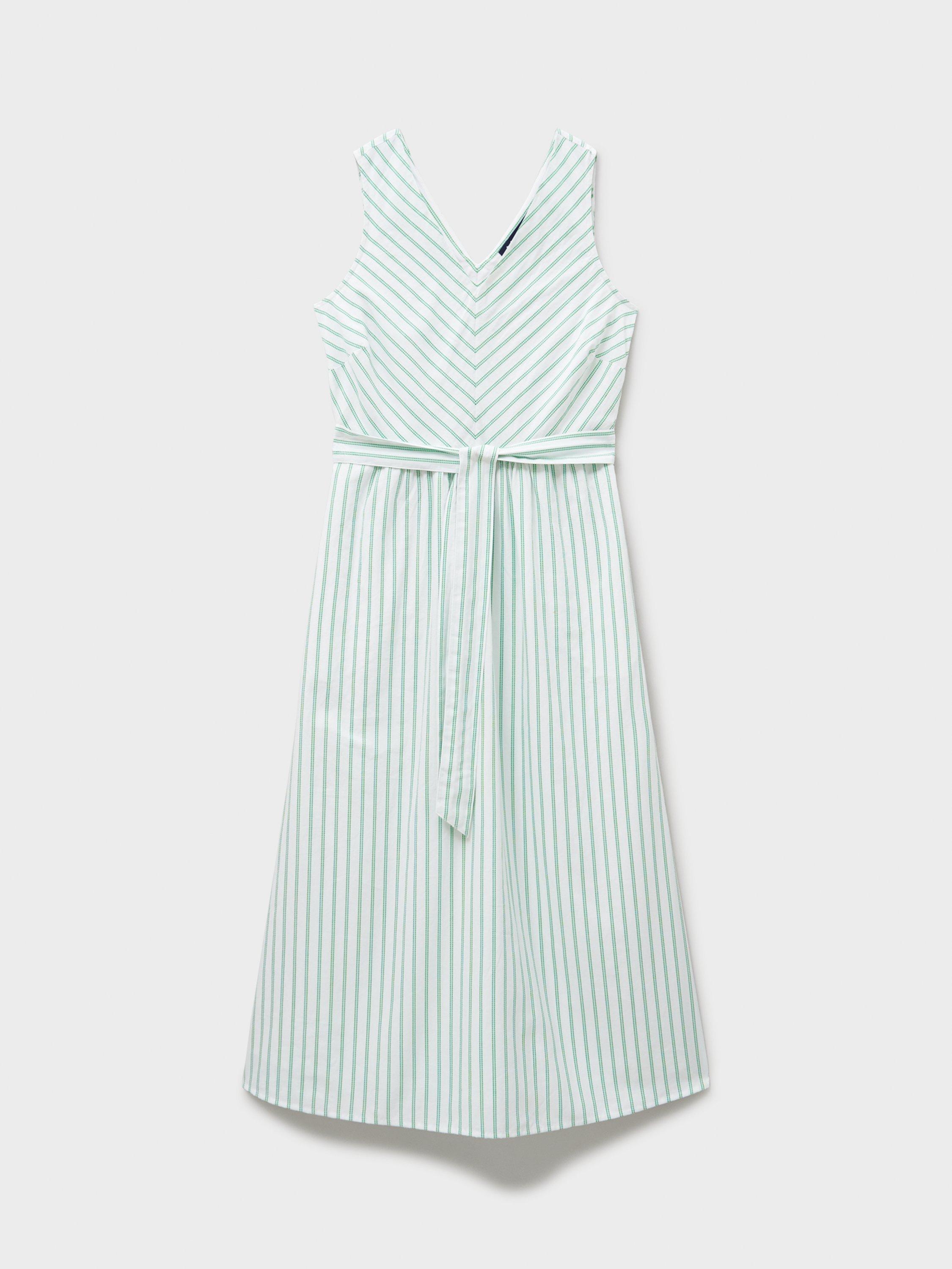 Product image 5 of 5, which shows Crew Clothing Leona Stripe Midi Dress, Multi Green, 10