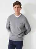 Crew Clothing Organic Cotton V-Neck Jumper, Marl Grey