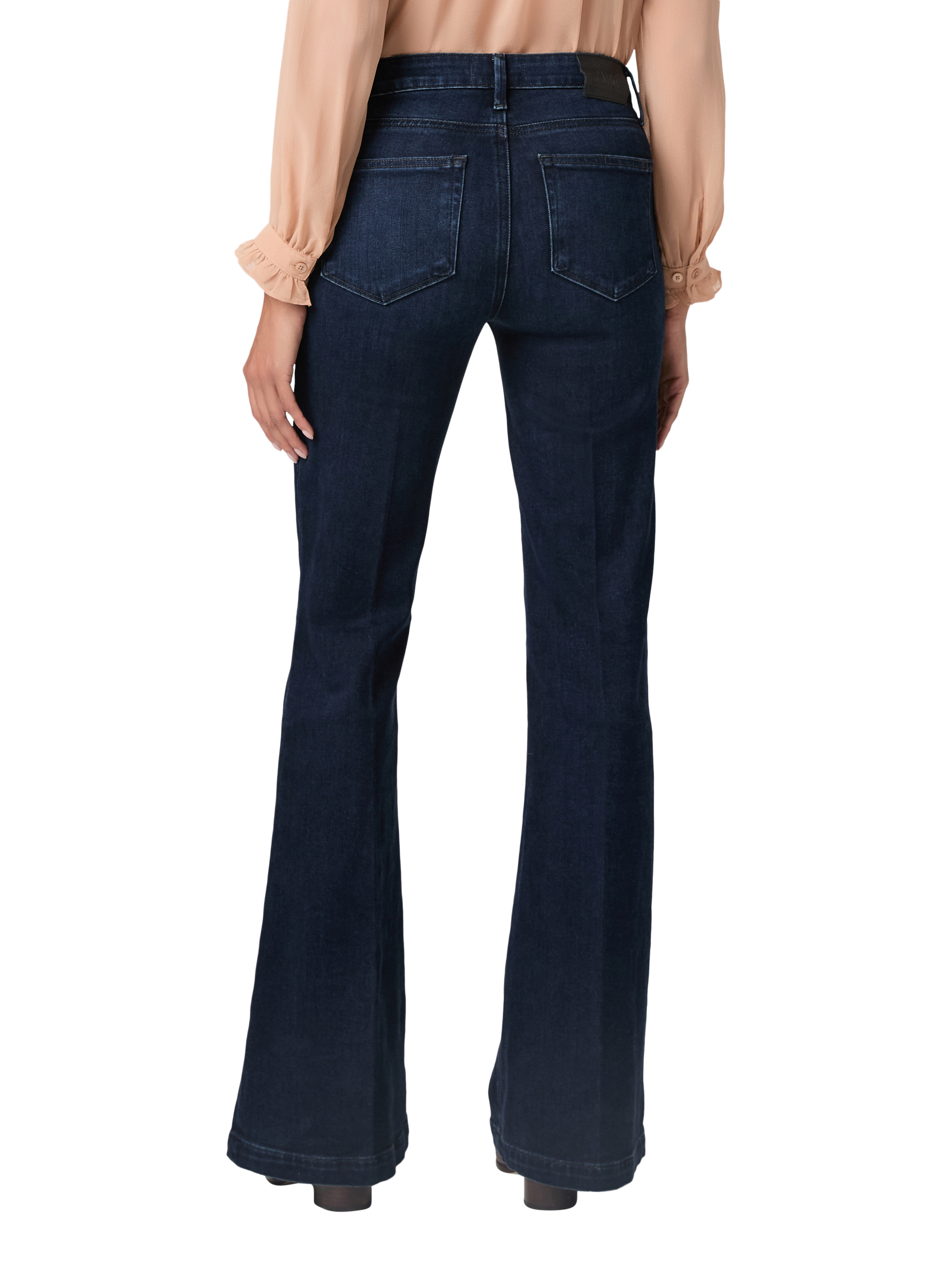 Product image 4 of 4, which shows PAIGE Genevieve Flared Jeans, Dark Blue, 24
