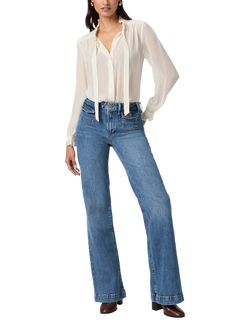 PAIGE Leya Tie Collar Silk Blouse, Antique White - view 2, Antique White