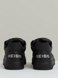Reiss Alvar Panelled Leather Lace Up Trainers, All Black