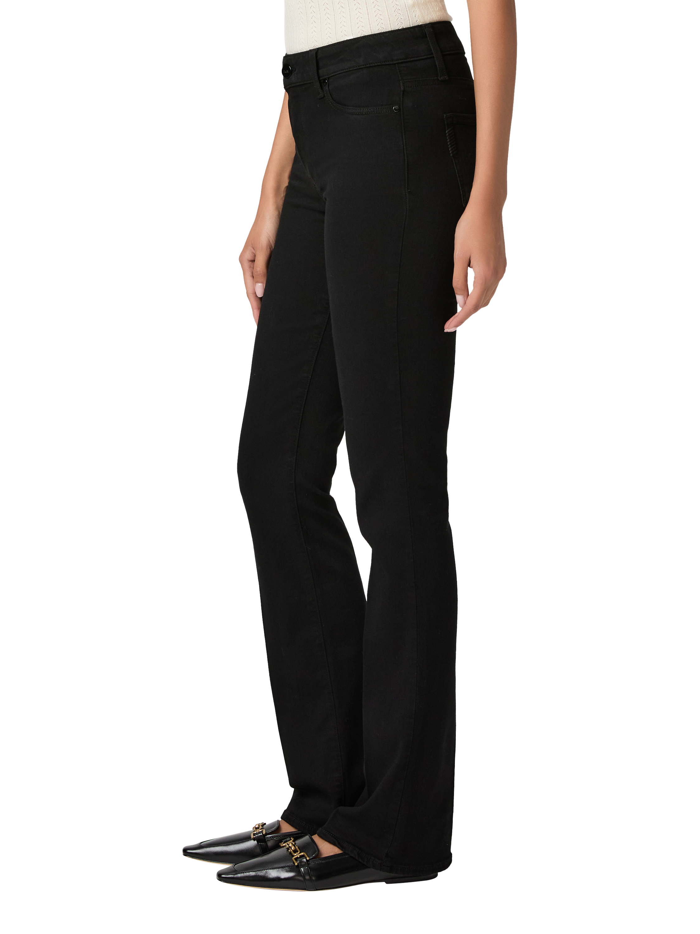 Product image 3 of 4, which shows PAIGE High Rise Manhattan Bootcut Jeans, Black, 24