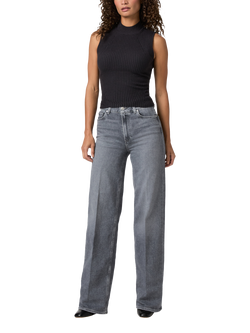 PAIGE Sasha High Rise Wide Leg Jeans, Smokey Grey