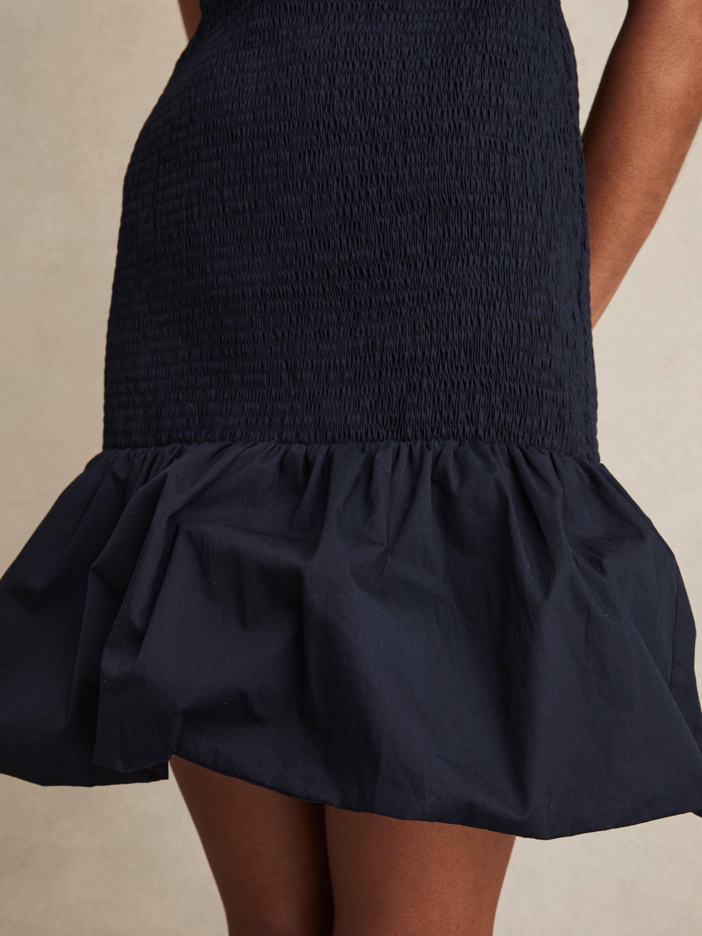 【海外限定】REISSドレス☆Belinda Shirred Mini Dress, Navy Reiss Belinda Cotton Shirred Bubble-Hem Mini Dress in Navy