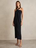 Reiss Eliza Trim Detail Jersey Midi Dress, Navy