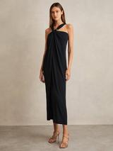 Reiss Paige Ruched Jersey Dress, Black