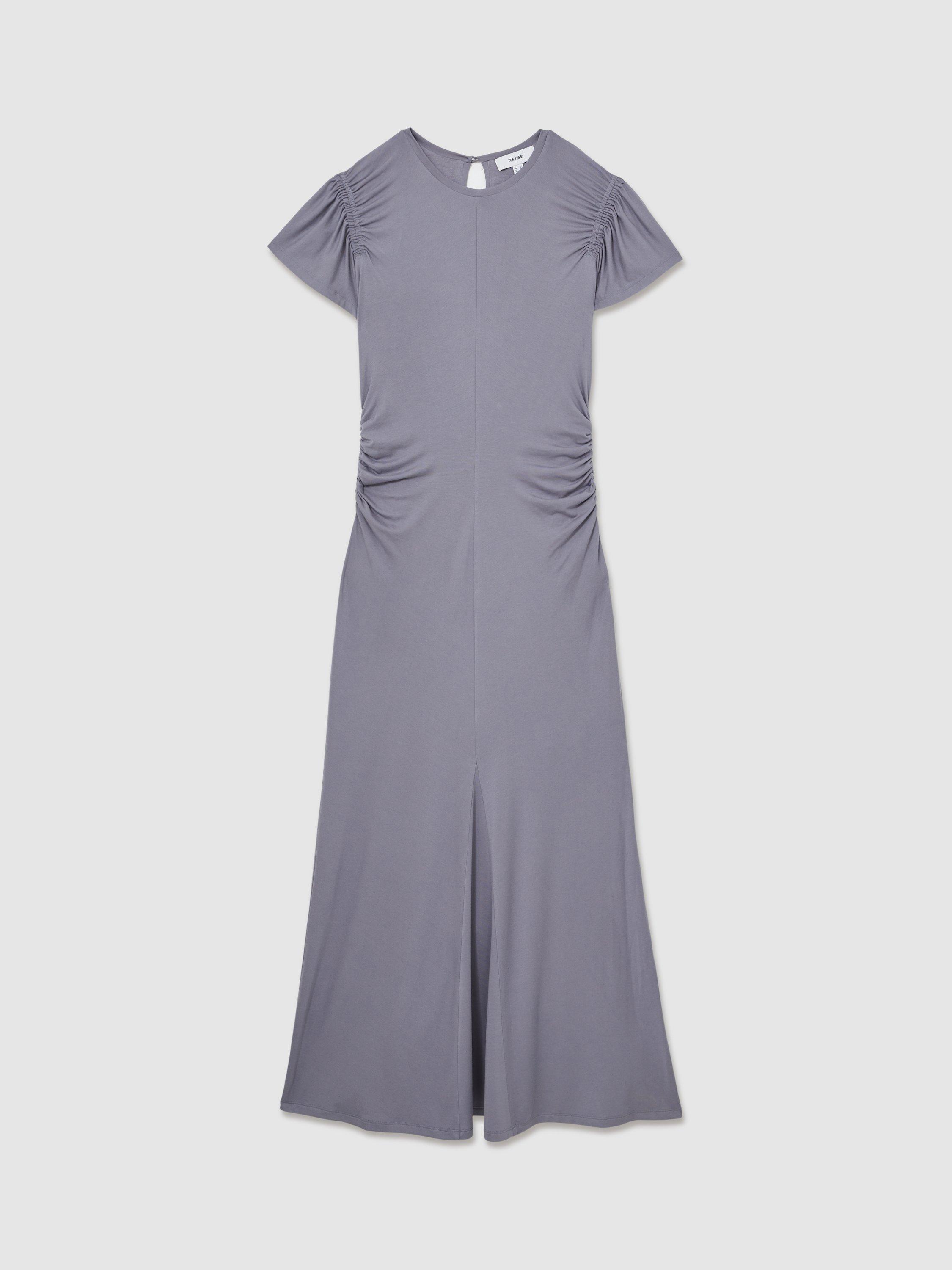 【海外限定】REISSドレス☆Helia Ruched Sleeve Jersey Dress, G Reiss Helia Ruched Sleeve Jersey Dress, Grey