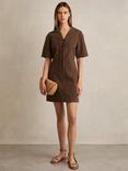 Reiss Tia Lace Up Shift Dress, Chocolate, Chocolate