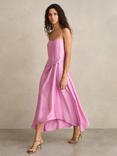 Reiss Zoey Drape Slip Dress, Pink
