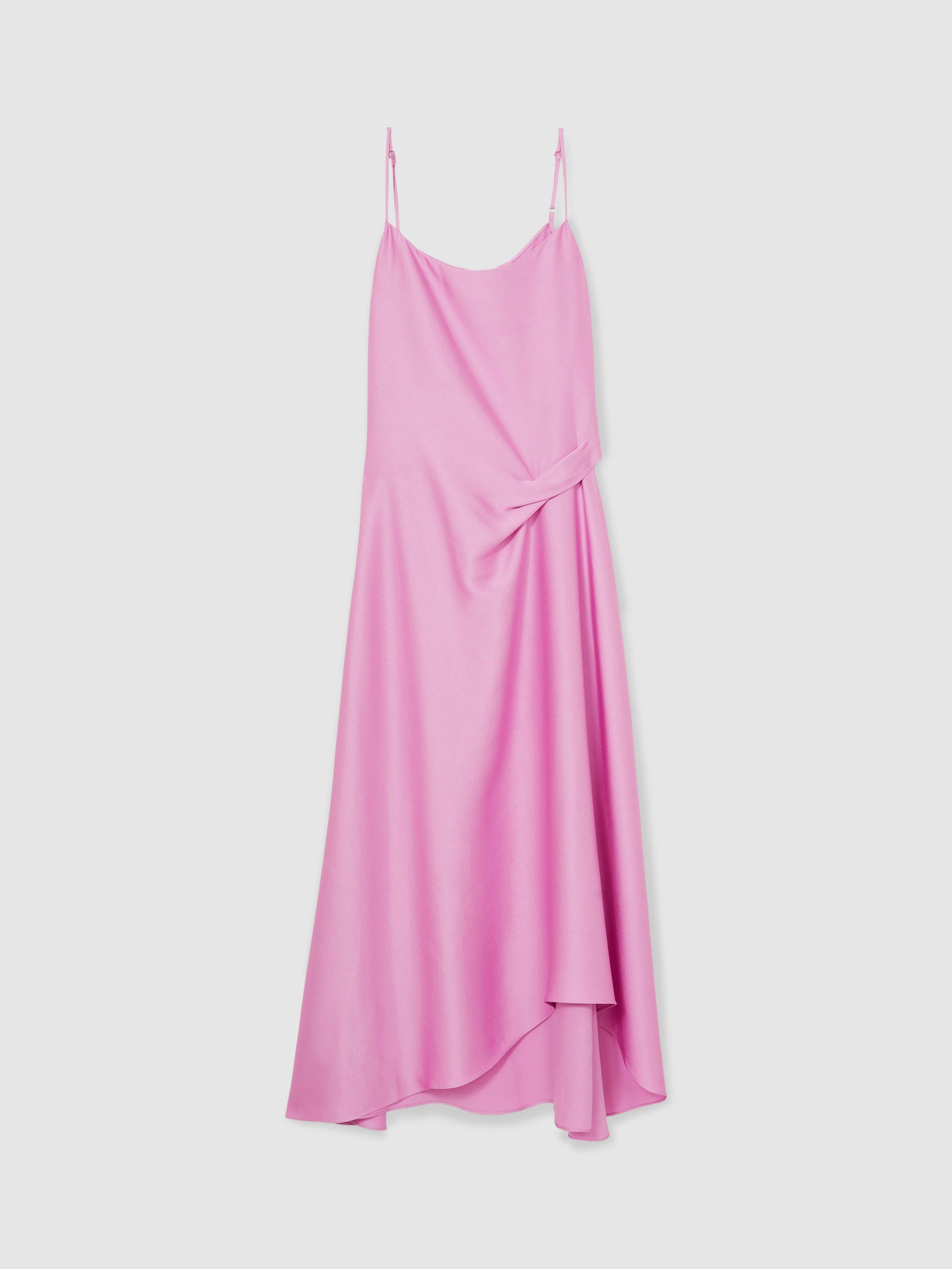 Product image 3 of 5, which shows Reiss Zoey Drape Slip Dress, Pink, 12