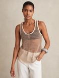 Reiss Lila Embellished Sheer Vest Top, Neutral