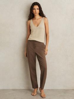 Reiss Gabi Slim Fit Tailored Trousers - view 2, Mink Neutral