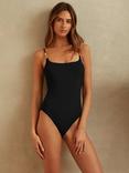 Reiss Imogen Strap Trim Swimsuit, Black