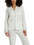 Loungeable Crinkle Traditional Long Pyjama Set, White