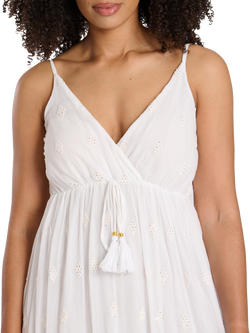 South Beach Sequin Detail Cami V-Neck Maxi Dress, White - view 2, White